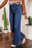 Sail Blue Wide Leg Pocketed High Waist Jeans