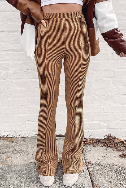 Ribbed Knit High Rise Flare Leggings