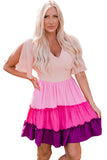 Ombre Colorblock Tiered Dress