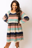 Striped Color Block Long Sleeve Mini Dress