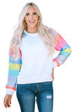 Sequin Color Block Raglan Sleeve Pullover Sweatshirt