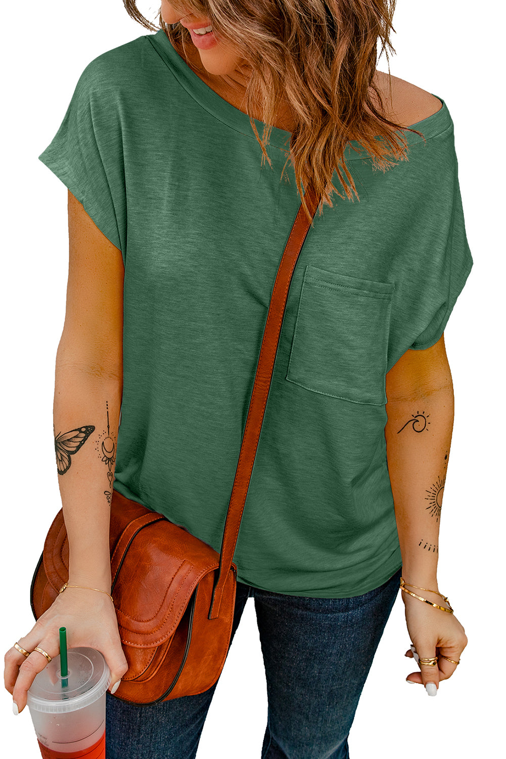 Pocketed Tee with Side Slits