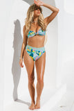 Abstract Print Front Knot High Waist Bikini Set