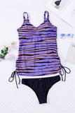 Animal Stripes Lacing Tankini Swimsuit