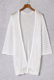 White Hollow-out Knit Kimono Lightweight Cardigan