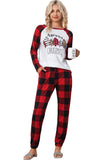 Plaid Merry Christmas Graphic Loungewear Set