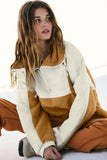 Fleece Patchwork Color Block Zip Funnel Neck Sweatshirt