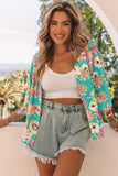 Kimono vert à imprimé floral Vacay