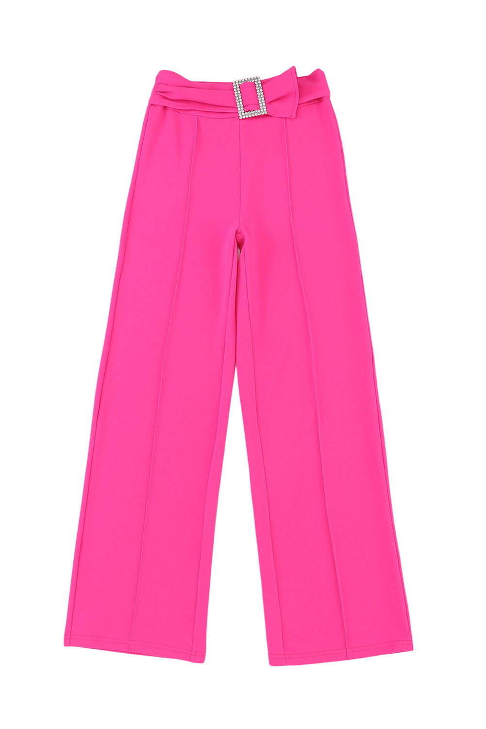 Rhinestone Buckle Sash Wide Leg Pants