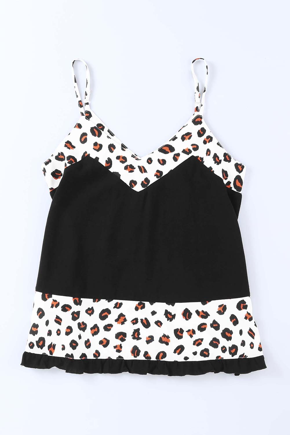 Leopard Patchwork Spaghetti Straps Tank Top