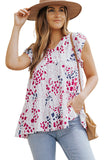 Spotted Print Ruffled V Neck Tank Top