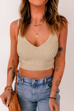 Ribbed Spaghetti Strap Cropped Knitted Tank Top