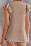 Solid Color V Neck Flutter Sleeve T-Shirt