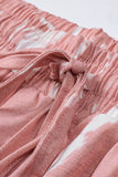 Short décontracté rose tie-dye avec cordon de serrage