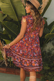 Retro Boho Flutter Shoulder Floral Dress