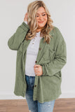 Plus Size Buttons Closure Pocketed Shacket