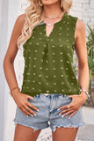 Swiss Dot Notched V Neck Tank Top