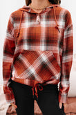 Plaid Print Pocketed Hoodie