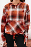 Plaid Print Pocketed Hoodie