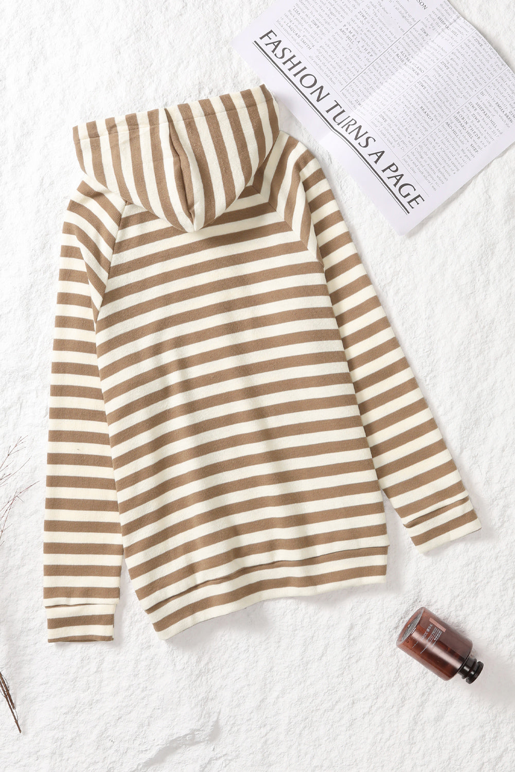 Striped Loose Pullover Hooded Sweatshirt