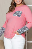 Leopard Cuffs Brushed Plus Size Top