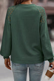 Khaki Lace Long Sleeve Textured Pullover