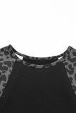 Leopard Raglan Sleeve Waffle Knit Plus Size Top