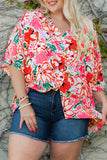 Plus Size Floral Print Kimono Sleeve Shirt