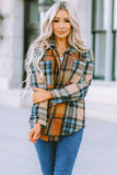 Plaid Color Block Buttoned Shirt with Pockets