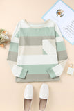 Striped Colorblock Ribbed Knit Top with Pocket