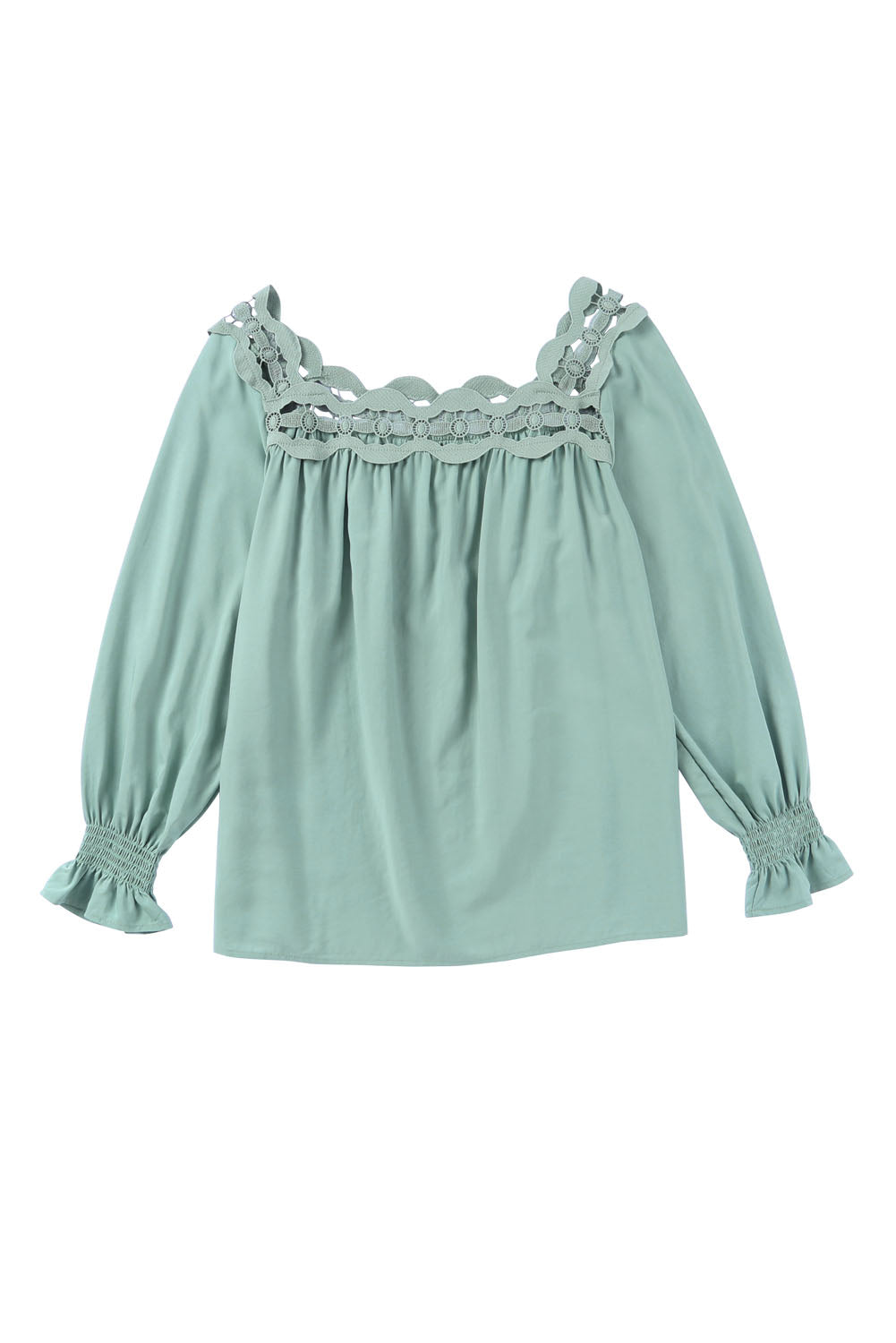 Lace Hollow-out Scalloped Neck Blouse