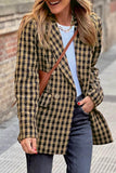 Tweed Houndstooth Plaid Pattern Double Breasted Blazer