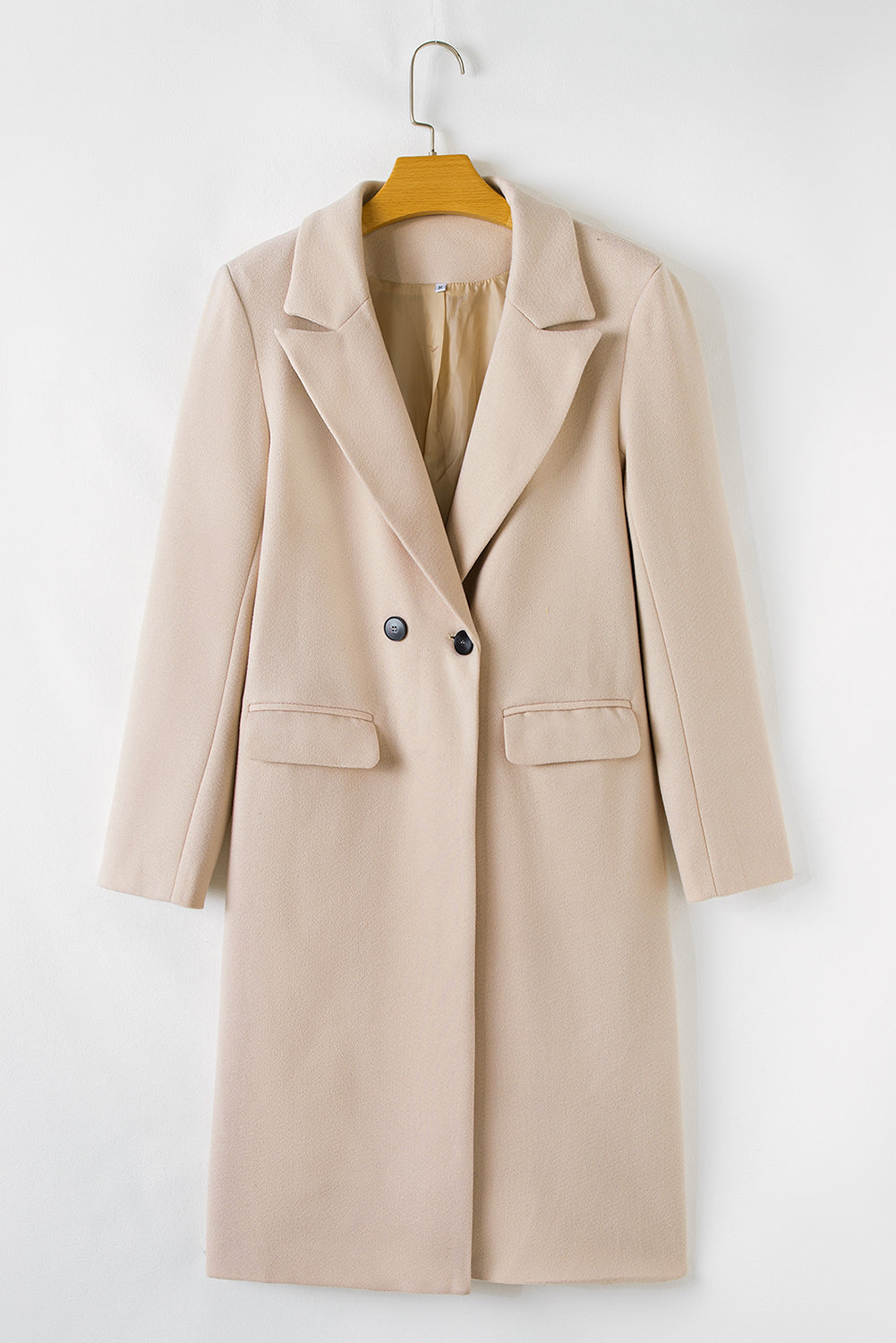 Dark Khaki Single Breasted Lapel Collar Flap Pocketed Overcoat