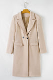 Dark Khaki Single Breasted Lapel Collar Flap Pocketed Overcoat