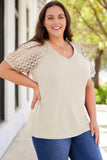 Lace Short Sleeve Plus Size Waffle Top