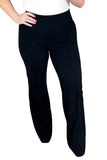 Pantalon noir à coutures apparentes, jambe droite, grande taille