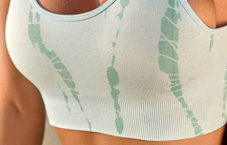 Ribbed Trim Tie Dye Cropped Gym Top