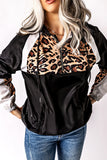 Leopard Print Contrast Stitching Hoodie