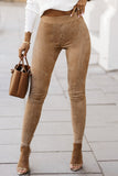 High Waist Faux Suede Skinny Leggings