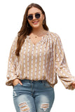 Plus Size Printed Split Neck Blouse