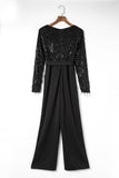 Sequin Fringes V Neck Long Sleeve Jumpsuit