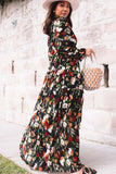 Multicolor Wild Lotus Ruffle Tiered Maxi Dress