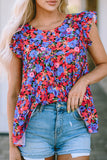 Floral Print Ruffle Tiered Short Sleeve Babydoll Top