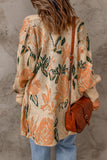 Abstract Floral Knit Button Down Long Cardigan