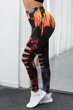 Tie Dye multicolore évider les leggings de vêtements de sport de remise en forme