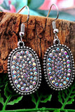 Boucles d'oreilles crochet en argent antique plein de diamants