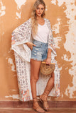 Tassel Trim Split Sleeve Boho Print Kimono