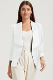 Solid Lapel Collar Satin Blazer