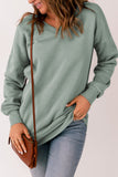 Ribbed V Neck Drop Shoulder Sweatshirt