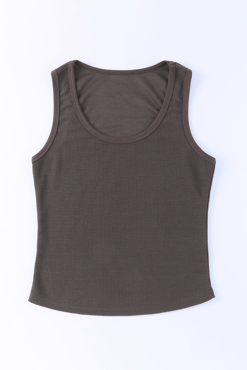 Plain Waffle Knit U Neck Tank Top